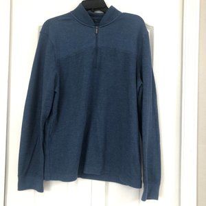 Perry Ellis mens long sleeve 1/4 zip pullover sweatshirt blue large